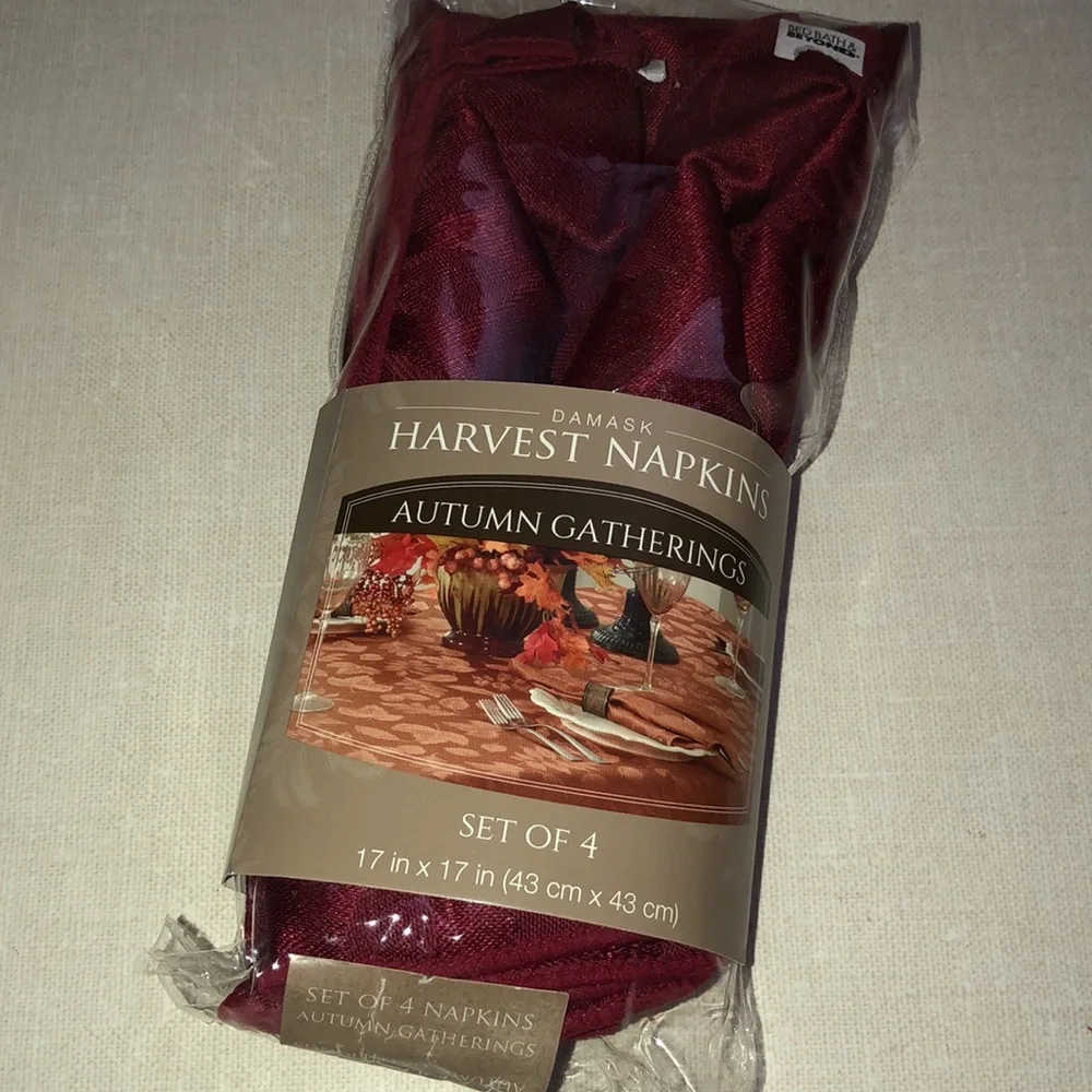 Dasmask Harvest Autumn Gatherings Thanksgiving Napkins Set (4) Burgundy Red‎
